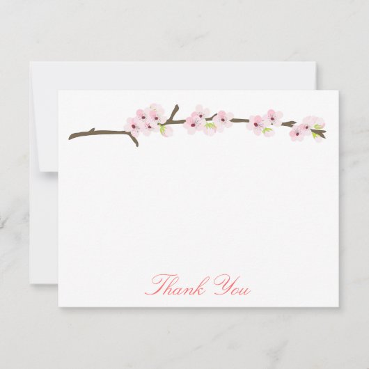 Zweig Cherry Blossom Vielen Dank (weiß) Dankeskarte (Vorderseite)