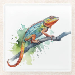 Zweig der Farben: Chameleon Art Glasuntersetzer
