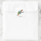 Zweig der Farben: Chameleon Art Quadratischer Aufkleber (Tasche)