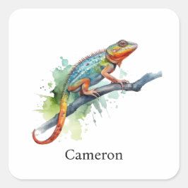 Zweig der Farben: Chameleon Art Quadratischer Aufkleber