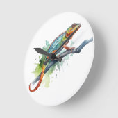 Zweig der Farben: Chameleon Art Runde Wanduhr (Winkel)
