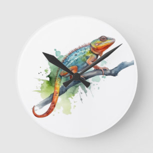Zweig der Farben: Chameleon Art Runde Wanduhr