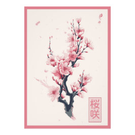 Zweig der japanischen Kirschbaum mit Sakura-Blume Fotodruck