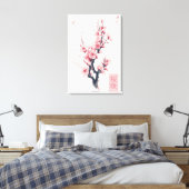 Zweig der japanischen Kirschbaum mit Sakura-Blume Leinwanddruck (Insitu (Schlafzimmer))
