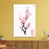 Zweig der japanischen Kirschbaum mit Sakura-Blume Leinwanddruck (Insitu (Wohnzimmer))