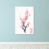 Zweig der japanischen Kirschbaum mit Sakura-Blume Leinwanddruck (Insitu (Holzboden))