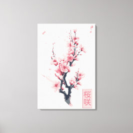 Zweig der japanischen Kirschbaum mit Sakura-Blume Leinwanddruck