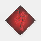 Zweig der Kirschblüten auf rotem Hintergrundpapier Serviette (Ecke)