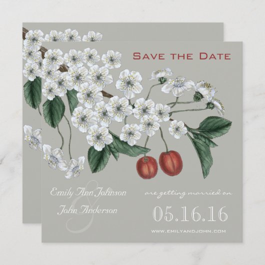 Zweig der Kirschblüten Save the Date Einladung (Vorne/Hinten)
