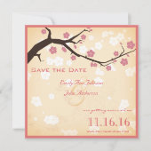 Zweig der Kirschblüten Save the Date Einladung (Vorderseite)