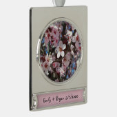 Zweig der rosa Blüten Frühlingsflora Banner-Ornament Silber (Rechts)