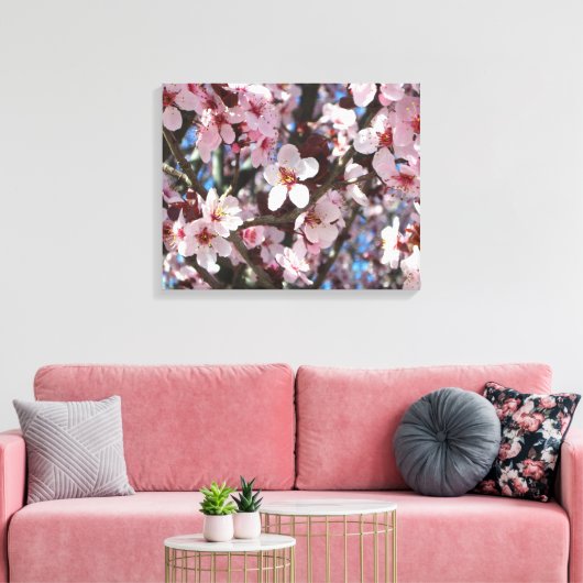 Zweig der rosa Blüten Frühlingsflora Leinwanddruck (Insitu (Wohnzimmer))
