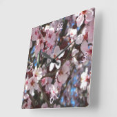 Zweig der rosa Blüten Frühlingsflora Quadratische Wanduhr (Winkel)