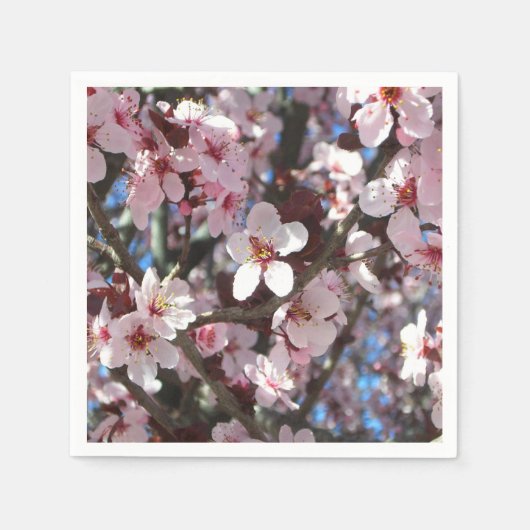Zweig der rosa Blüten Frühlingsflora Serviette (Vorderseite)