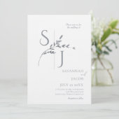 Zweig Minimalistische Weiß- und Silberhochzeit Einladung (Stehend Vorderseite)