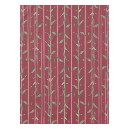 Zweig mit Blättern auf roter Tapete Tischdecke (Vorderseite)