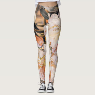 Zweig mit einer orangefarbenen Azalea-Blume Leggings