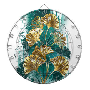 Zweig mit goldenen Blättern Ginko Biloba Dartscheibe