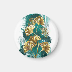 Zweig mit goldenen Blättern Ginko Biloba Magnet