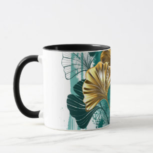 Zweig mit goldenen Blättern Ginko Biloba Tasse