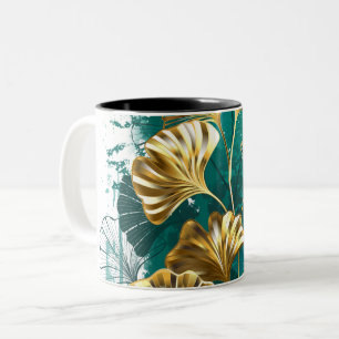 Zweig mit goldenen Blättern Ginko Biloba Zweifarbige Tasse