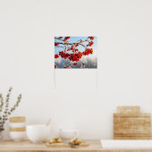 Zweig mit lebendigen roten Beeren Poster (Küche)