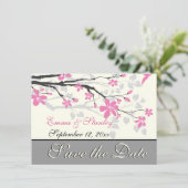 Zweig mit rosa Blüten Hochzeit Speichern Sie das D Save The Date (Stehend Vorderseite)
