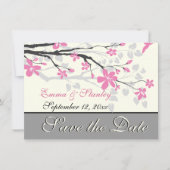 Zweig mit rosa Blüten Hochzeit Speichern Sie das D Save The Date (Vorderseite)