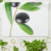 Zweig mit schwarzen Oliven Handtuch (Gefaltet)