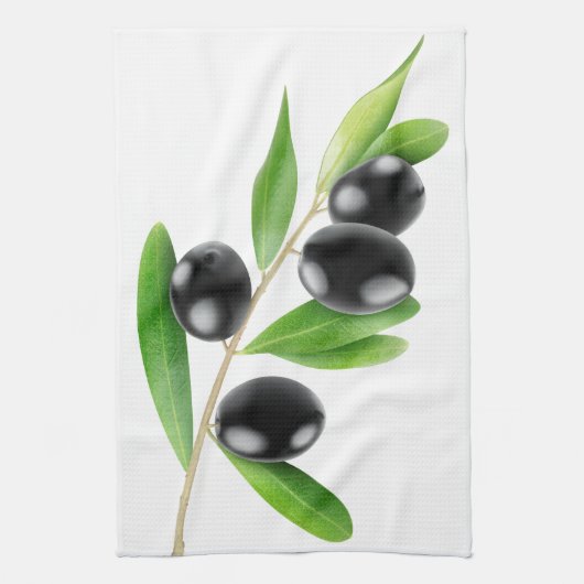 Zweig mit schwarzen Oliven Handtuch (Vertikal)