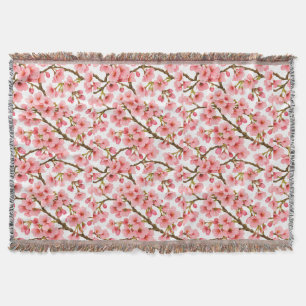 Zweig-Muster mit rosa Kirschblüten Decke