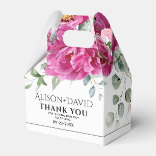 Zweig, Rosa Blume Schwarze Typografie Hochzeit Geschenkschachtel