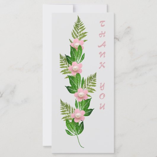 Zweig rosa Blumen Danke (Vorderseite)