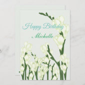 Zweig von weißem Freesia. Feiertagskarte (Vorne/Hinten)