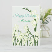 Zweig von weißem Freesia. Feiertagskarte (Stehend Vorderseite)