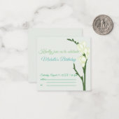 Zweig von weißem Freesia. Mitteilungskarte (Vorderseite/Rückseite Beispiel)