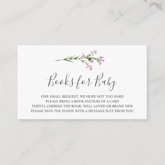 Zweigbücher für Babysteckkarte für Lavendel Begleitkarte (Vorderseite)