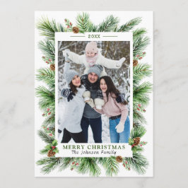 Zweige Aquarellkiefern Rahmen Weihnachtsgebäck FOT Feiertagskarte