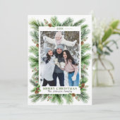 Zweige Aquarellkiefern Rahmen Weihnachtsgebäck FOT Feiertagskarte (Stehend Vorderseite)