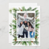 Zweige Aquarellkiefern Rahmen Weihnachtsgebäck FOT Feiertagskarte (Vorne/Hinten)