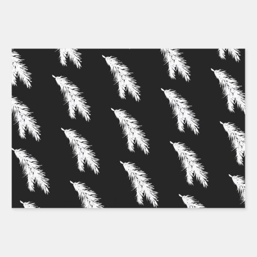 Zweige aus schwarzem und weißem Kiefernholz Geschenkpapier Set (Vorderseite 2)