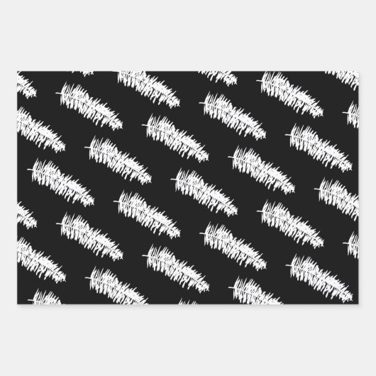 Zweige aus schwarzem und weißem Kiefernholz Geschenkpapier Set (Vorderseite)