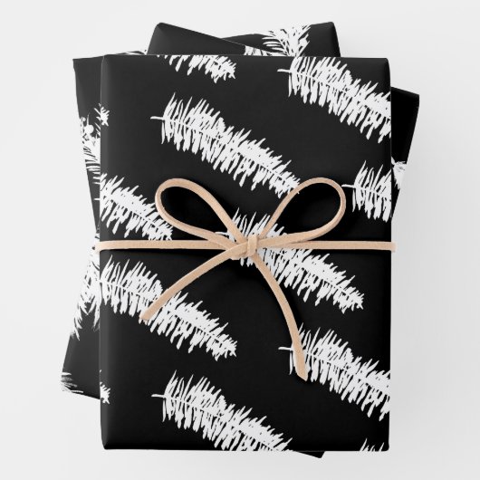 Zweige aus schwarzem und weißem Kiefernholz Geschenkpapier Set (Beispiel)