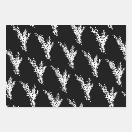 Zweige aus schwarzem und weißem Kiefernholz Geschenkpapier Set (Vorderseite 3)