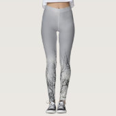 Zweige der Black Silhouette Gray Sky Leggings (Vorderseite)