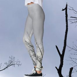 Zweige der Black Silhouette Gray Sky Leggings