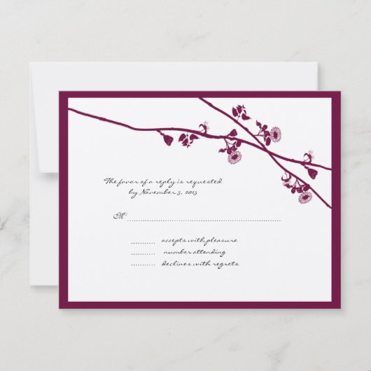 Zweige der Blume Plum Wild Wedding RSVP (Vorderseite)