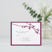 Zweige der Blume Plum Wild Wedding RSVP (Stehend Vorderseite)