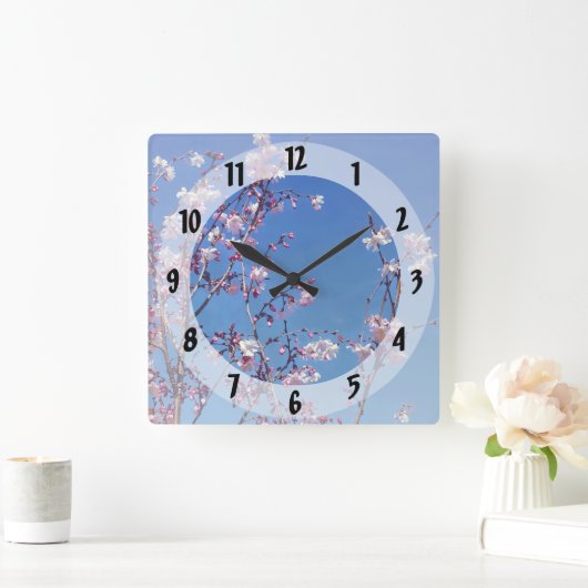 Zweige der Kirschblüte Quadratische Wanduhr (Zuhause)