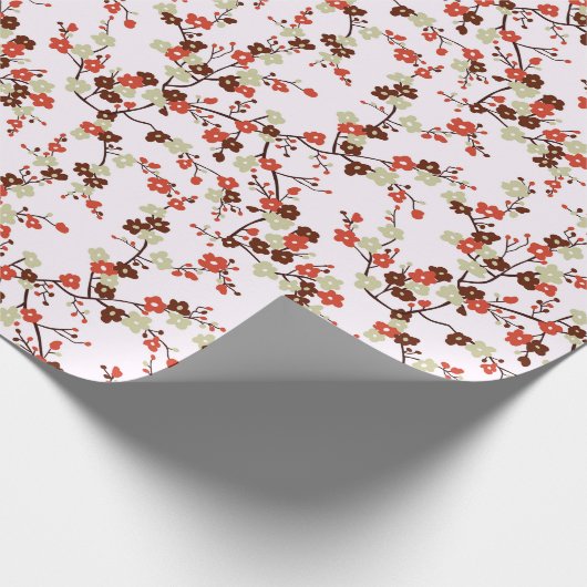 Zweige der kleinen roten Blume im Blütenmuster Geschenkpapier (Ecke)